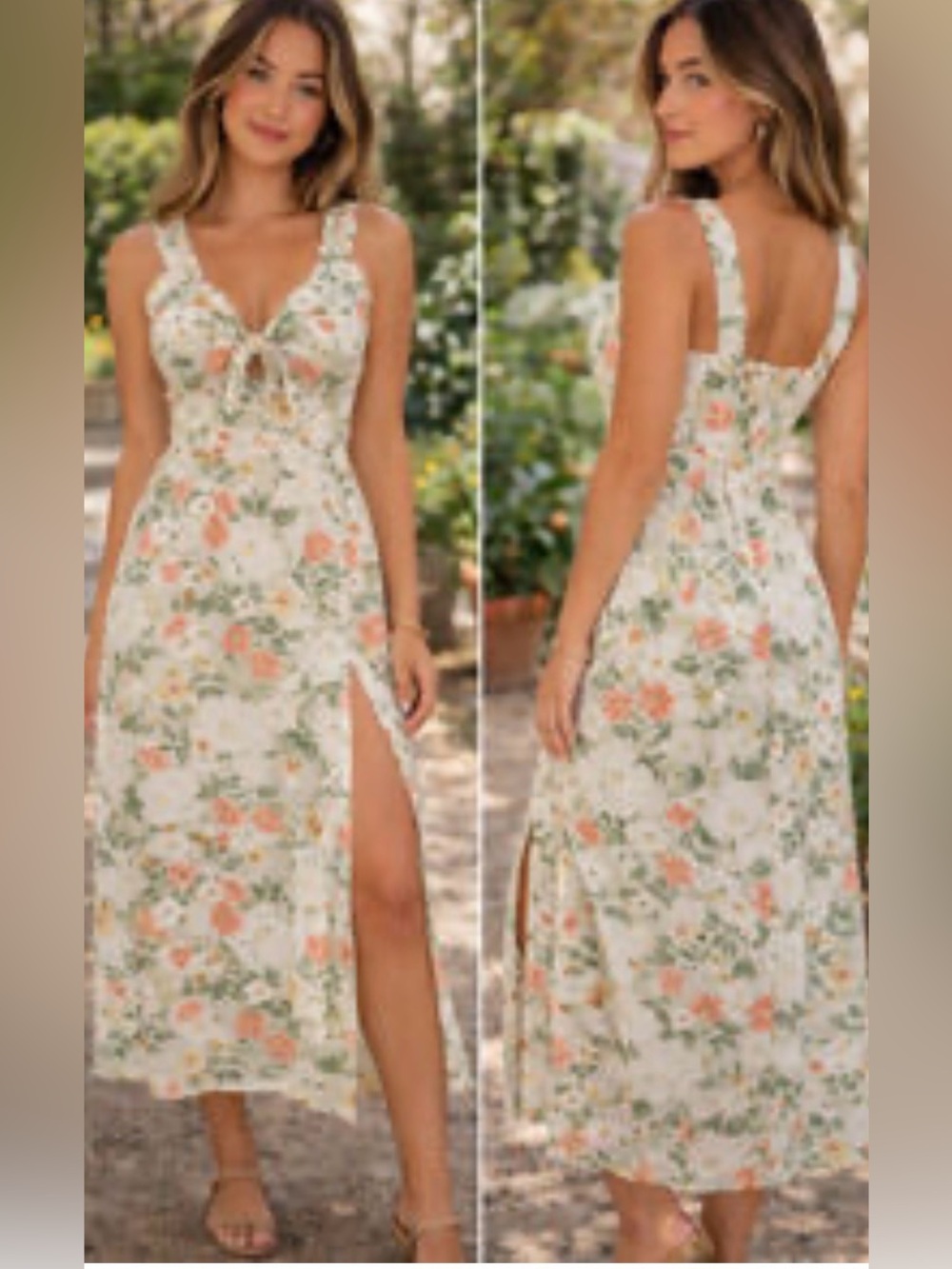 Abercrombie & Fitch Floral Tie-Front Midi Dress